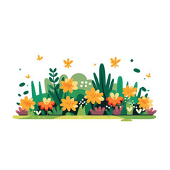 Obraz na płótnie Canvas flowers and grass garden style 4