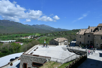 Panorama of the mountains from Borgotufi, an ancient restored rural village in the center of...