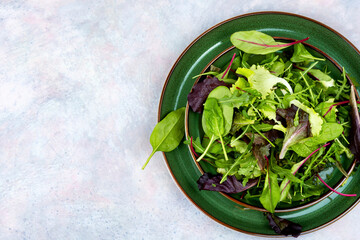 Greens raw salad, healthy eating.