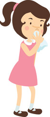 Girl sneezing and sick influenza cartoon illustration vector