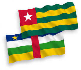 Flags of Togolese Republic and Central African Republic on a white background