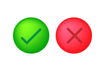 Tick and cross signs. Yes and No check marks. Tick symbol. Mark button icon.