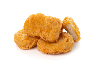 Fried chicken nuggets isolated on white background
