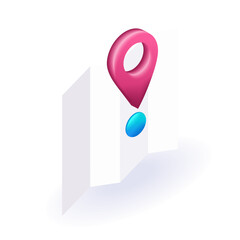 Isometric 3D icon Geolocation map mark, point location. Vector for website