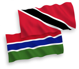Flags of Republic of Trinidad and Tobago and Republic of Gambia on a white background