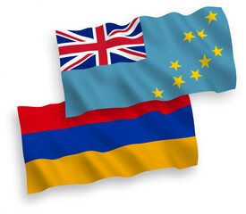 Flags of Tuvalu and Armenia on a white background
