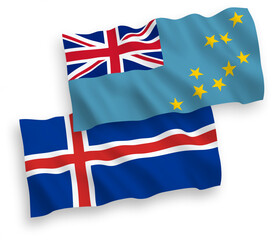 Flags of Tuvalu and Iceland on a white background