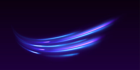 Light Trails On Road At Night. 3d render, abstract futuristic neon background with glowing ascending lines. Fantastic wallpaper	