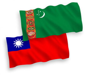 Flags of Turkmenistan and Taiwan on a white background