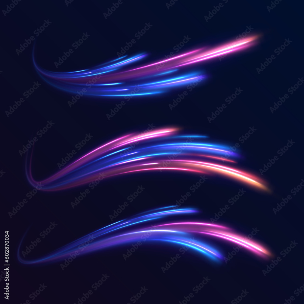Aufkleber particle motion effect vectorred blue special effect, speed police line. magic of moving fast lines.