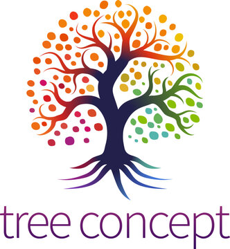 A rainbow tree abstract stylised mutli color concept design icon