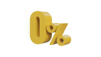 Yellow zero percent isolated 3d render