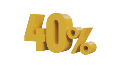Yellow forty percent isolated 3d render