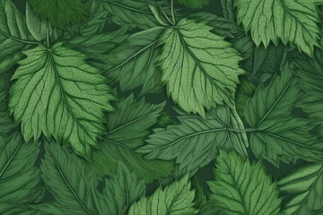 textile repeat pattern of green leaf