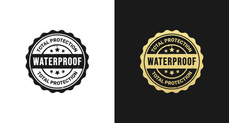 Waterproof label or waterproof seal vector isolated in Rubber Stamp Style. Waterproof label for product packaging design element. Simple Waterproof seal with rubber stamp style.