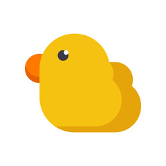 Cute yellow duck or chick cartoon doodle icon flat vector design