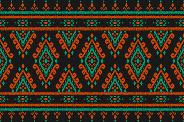 Carpet ethnic tribal pattern art. Ethnic ikat seamless pattern. American, Mexican style. Design for background, wallpaper, illustration, fabric, clothing, carpet, textile, batik, embroidery.