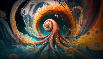 Tentacle Spin abstract art created with Generative AI technology