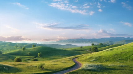 Fototapeta premium Generative AI - Winding Path Through Green Grass