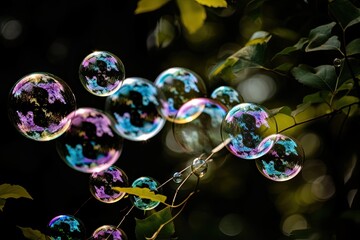 Naklejka premium Soap bubbles outside