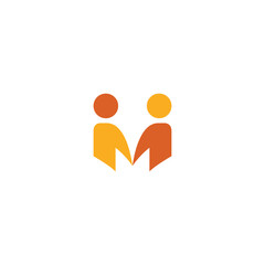 M Two People Logo Design Letter M Icon