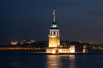 Fototapeta na wymiar New Maiden's Tower (Yeni Kiz Kulesi) Long Exposure Photo, Üsküdar Istanbul, Turkey (Turkiye)