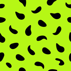 Seamless pattern black dots on green background, for background, fabrics, textile, apparel, wrapping paper