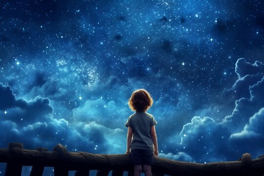 Astronomer starry sky blue night. Generate Ai