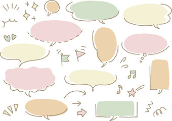 手書きの吹き出しセット（デコボコの線）