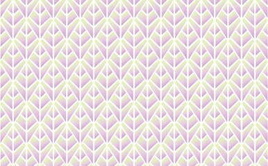 Pale green and purple gradient colored rhombus vector tiled pattern shaped like leaves. Colorful colored pattern. Suitable for fabric, textiles, and wallpaper.