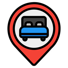 Obraz premium Hotel location icon in filled line style, use for website mobile app presentation
