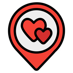 Love location icon in filled line style, use for website mobile app presentation