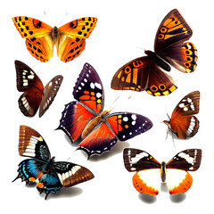 Obraz na płótnie Canvas set of butterflies on a white background. using generative AI