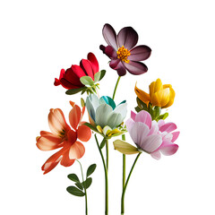 Collection of beautiful flowers on white background