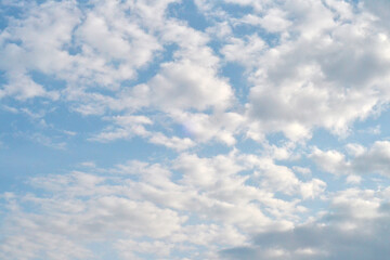 beautiful sky in white clouds over Chernihiv region of Ukraine