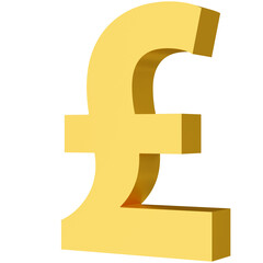Golden Pound sterling sign 3D illustration