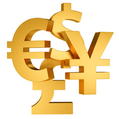 Obraz premium 3D illustration of the four main currencies.