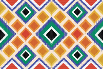 Abstract Ethnic ikat art. Seamless pattern in tribal, folk embroidery, and Mexican style. Aztec geometric art ornament print. vector design for fashion, fabric, wallpaper, cover, wrapping carpet.