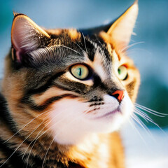 A portrait photo of a cat in winter. Generative AI