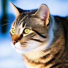 A portrait photo of a cat in winter. Generative AI