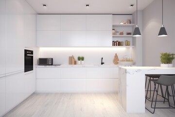 Fototapeta na wymiar apartment design contemporary kitchen nobody white house home room interior modern. Generative AI.