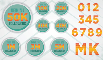 Set collection Thank you Followers for social networks, promotion and advertising.