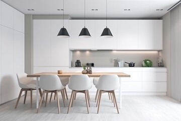 home dining kitchen interior design house table floor chair furniture modern. Generative AI.