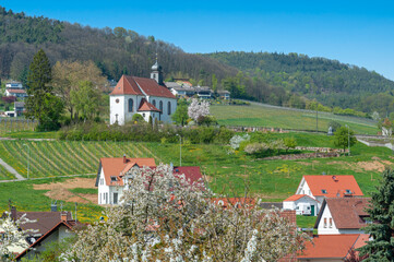 Ortsbild von Gleiszellen-Gleishorbach mit St Dionysius Kapelle. Region Pfalz im Bundesland...