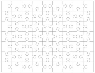 Jigsaw puzzle blank template or cutting guidelines of 63 pieces.
