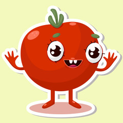 Vector illustration of tomato character sticker