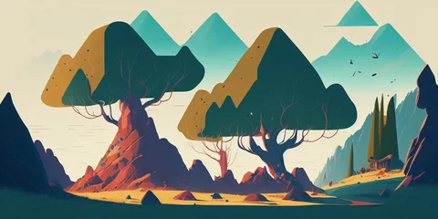 Printed kitchen splashbacks Mountains landscape with mountains
