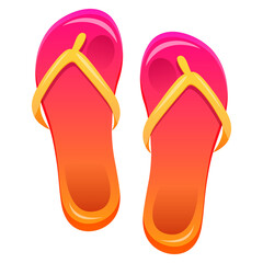 Pair of flip flop sandals. Isolated colorful summer flip flops swim wear. Cartoon vector illustration