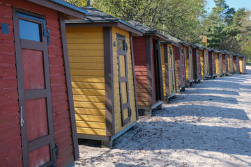Helsinki archipelago island Pihlajasaaren with woods, trees, rocky sandy beaches and spectacular...