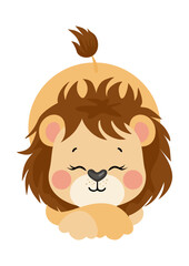 Cute happy lion isolated on white